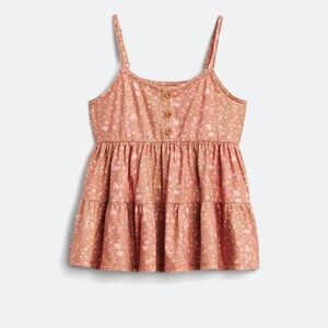 Pink Camisole with Spaghetti Straps and Ruffled Hem